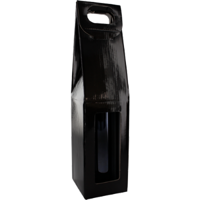Luxe wijndoos Draagkarton - Luxe - 1 fles – Zwart 1