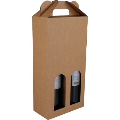 Flesverpakking Draagkarton - Basic line - 2 flessen – Bruin 1