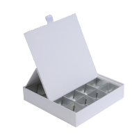 Afbeelding Bonbon doosjes wit met zilver interieur