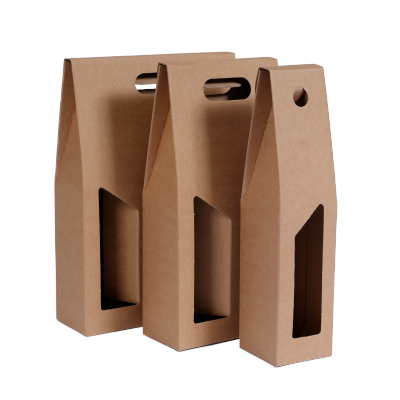 Flesverpakking Draagkarton wijn bruin - 1, 2 of 3 flessen 1
