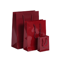 Afbeelding Luxe papieren tassen - Glanzend – Bordeauxrood