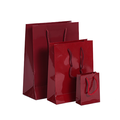 Draagtas Luxe papieren tassen - Glanzend – Bordeauxrood 1