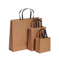 Afbeelding Luxe papieren tassen met zwarte kraft hengsels – bruin