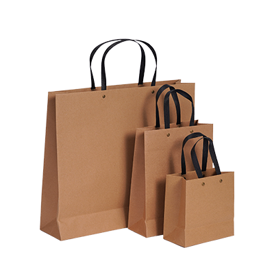 Draagtas Luxe papieren tassen met zwarte kraft hengsels – bruin 1