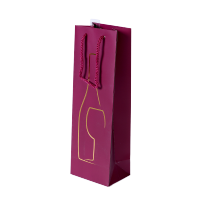 Afbeelding Wijntas papier - Bordeauxrood glas/fles