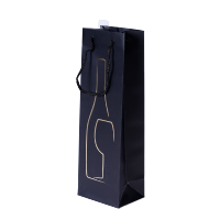 Afbeelding Wijntas papier - zwart glas/fles